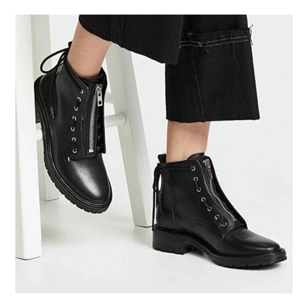rag & bone Black Leather Moto Boots